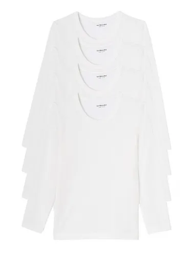 Vertbaudet 4er-Pack Jungen Shirts Basic Weiß 140 - Praktisches 4er-Pack für Jungen in Basic Weiß, ideal für jeden Tag. Robuste Qualität mit geripptem Halsbündchen und doppelter Naht für langanhaltenden Tragekomfort.