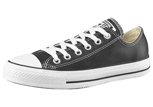 CONVERSE Chuck Taylor All Star Basic Leather Ox - Sportliche Sneaker in Schwarz, Gr. 41 - Hochwertige Sneaker aus robustem Leder mit rutschfester Gummisohle und sportlichem Design. Ideal für Skater und Freizeitaktivitäten.