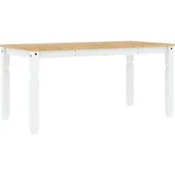 vidaXL Esstisch Weiß 160x80 cm aus massivem Kiefernholz - Esstisch aus massivem Kiefernholz, minimalistisch und elegant, ideal für Küche oder Esszimmer. Robuste Tischplatte und einfache Reinigung.