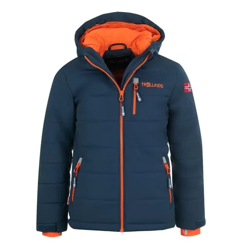 Trollkids Kids Hemsedal Snow Jacket XT - Jungen Skijacke Blau 164 - Funktionsjacke für aktive Kinder, wasserabweisend und winddicht mit Schneefang und reflektierenden Elementen für Sicherheit beim Spielen im Schnee.