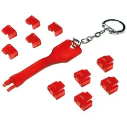 Logilink RJ45 Port Blocker Set 10 Stück rot + Schlüssel - Stecker, Buchsen & Abdeckplatten - Schützen Sie Ihre Netzwerkanschlüsse mit diesem praktischen Set aus 10 Port Blockern in Rot, inklusive Schlüssel für einfache Handhabung.