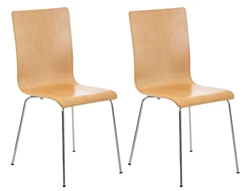 CLP Wartezimmerstuhl Pepe 2er-Set - Bürostühle mit ergonomisch geformtem Holzsitz und robustem Metallgestell, ideal für Konferenzen oder Warteräume. Erhältlich in 12 Farben für individuellen Stil und hohen Sitzkomfort.