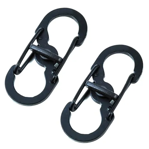 Stück Schlüssel Karabiner Klein Mini Doppelkarabiner Edelstahl Schlüsselringe rutschfeste,Kreative Hängeschnalle,Länge 35 mm x Breite 15 mm x Dicke 1,5 mm (Schwarz) 2