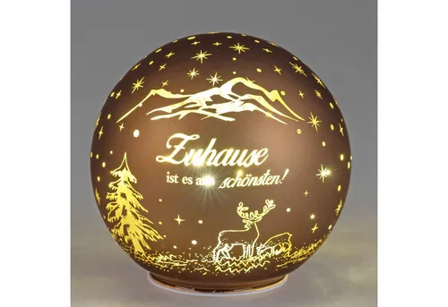 formano Dekokugel Zuhause, Mit Timerfunktion, Braun, Motiv: Spruch