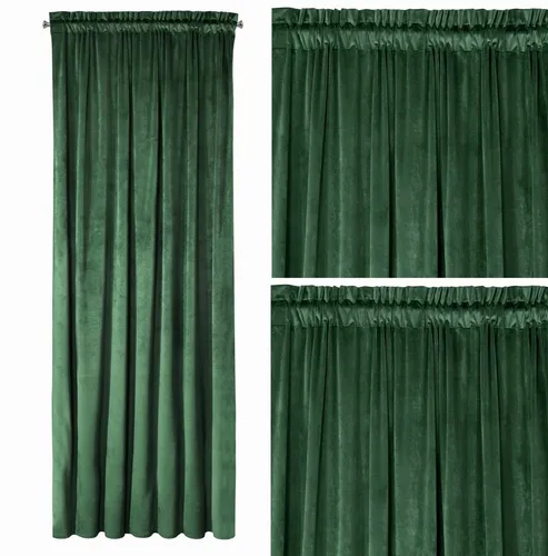 Eurofirany „Melanie“ Vorhang 140 × 270 cm Samt, dunkelgrün, dimmend