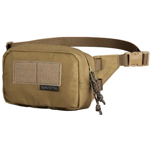 SAVOTTA Kukkaro Hip Pack - Robuste Hüfttasche 1,5 l - Reisetasche für Trekking und Wandern, Farbe: Braun/Beige; verstaubares Tragesystem für optimalen Komfort und Vielseitigkeit.