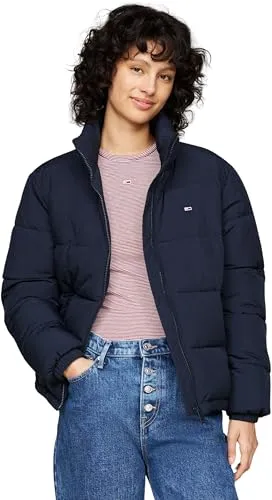 Tommy Jeans Damen Steppjacke Essential Puffer mit Kragen, Blau (Dark Night Navy), 3XL