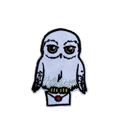 Mono-Quick Harry Potter Mit Eule Hedwig Schnee-Eule - Aufnäher, Bügelbild, Aufbügler, Applikationen, Patches, Flicken, Größe: 4,4 x 6 cm