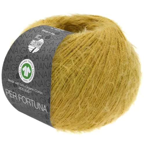 LANA GROSSA Per Fortuna GOTS | Leichtes Sommerflauschgarn mit Baumwolle | Handstrickgarn aus 74% Baumwolle (Bio) & 26% Polyamid | 50g Wolle zum Stricken & Häkeln | 190m Garn FB 49