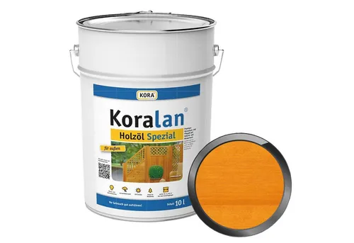 KORA Holzöl KORALAN HOLZÖL-SPEZIAL - 10 LTR - Premium Holzschutz- und Pflegeöl für Nadelholz, schützt vor Witterungseinflüssen und Schimmelpilzbefall, ideal für Terrassen und Gartenmöbel.