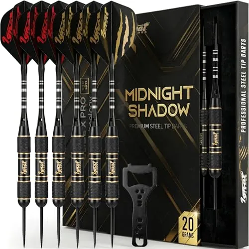 IgnatGames Profi Dartpfeile Metallspitze – Steeldarts Set mit Stilvoller Box, Anleitung, Aluminiumschaft, O-Ringen, Flights und Dartspitzer