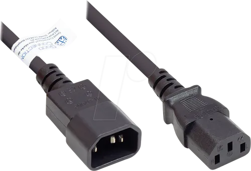 GC P1430-S007 - Kaltgeräteverlängerung C14 auf C13 , schwarz, 0,75 mm², 0,75 m