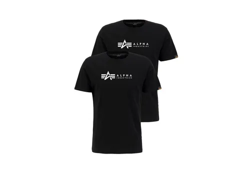 Alpha Industries Herren T-Shirt 2er Pack Unisex S - Shirts & Tops mit kontrastierendem Logo-Druck, ideal für vielseitige Outfits. Stylisches 2er-Pack in zwei Farben für deine Basic-Garderobe.