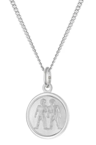 trendor Kinder-Halskette Zwilling 925 Silber - Zeitloser Schmuck für Kids - Zierliche Halskette mit 12 mm großem Zwilling-Anhänger aus rhodiniertem Sterlingsilber 925, ideal als Geschenk. Robuste Verarbeitung für täglichen Tragekomfort und Glanz.