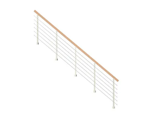 Starwood Treppengeländer Modell Kos - Metall-weiß für 15 Stufen - Hochwertiges Treppengeländer Modell Kos aus pulverbeschichtetem Metall in Weiß (RAL 9003). Flexibel montierbar für stufenweise Anpassung. Ideal für Sicherheit und Stil in Ihrem Zuhause.