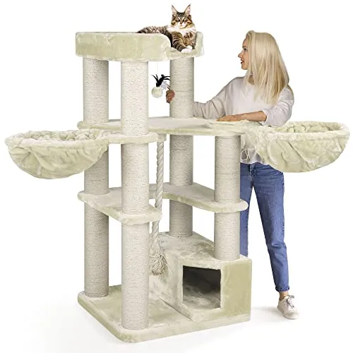 HAPPYPET Premium Kratzbaum 161 cm - Kratzbaum für Katzen, 161 cm hoch, stabil und ideal für artgerechte Beschäftigung und Revierhaltung.
