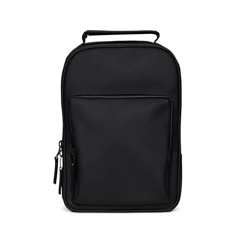 Rains Large Rucksack schwarz RAINS-13680-01 - Stylischer Rucksack aus wasserabweisendem Polyurethan und Polyester, ideal für Stadtabenteuer und den täglichen Gebrauch.