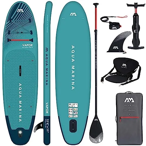 Aqua Marina Aufblasbar Sup Board AQUAMARINA Vapor mit Kayak Sitz - Aufblasbares SUP Board 315x79x15 cm, inklusive umweltfreundlichem Rucksack und verstellbarem Paddel. Ideal für Freizeit und Abenteuer, max. Nutzlast 140kg, leicht und stabil.