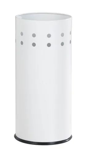 Home4You Schirmständer Weiß, Edelstahl gebürstet, Ø 23,5 cm x H 50 cm, mit Auffangschale