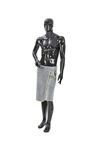 Wunschreich modischer Saunakilt mit Klettverschluss in trendy Farben (Herren-Silbergrau)