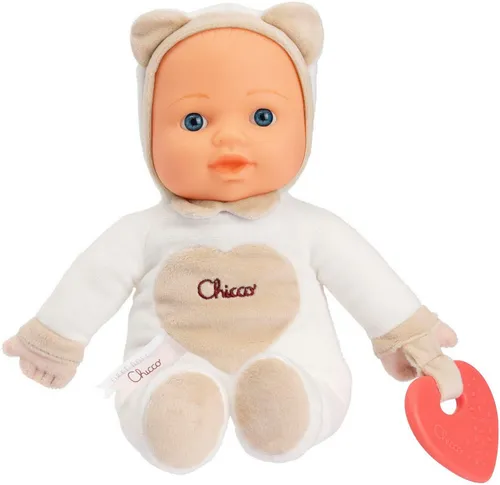 Chicco Meine erste Puppe Spielzeug - Kuschelpuppe für Babys ab 0 Monaten, mit weichem Beißherz - ideal zum Zahnen und fördert die sensorische Entwicklung. Maschinenwaschbar und superweich für optimale Kuschelmomente.