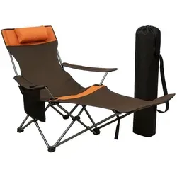 Coemo Campingstuhl Braun - Verstellbar und Zusammenklappbar - Terrassen Sitzmöbel mit ergonomischem Komfort: Der verstellbare Liegestuhl bietet eine individuell anpassbare Position und ist ideal für entspannte Tage im Freien.