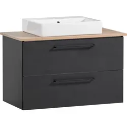 Schildmeyer Waschtisch Malte, schwarz mit Aufsatzwaschbecken