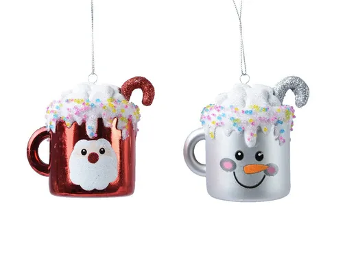 Kaemingk Christbaumschmuck, Christbaumschmuck Weihnachtstassen Kunststoff 8cm 1 Stück sortiert