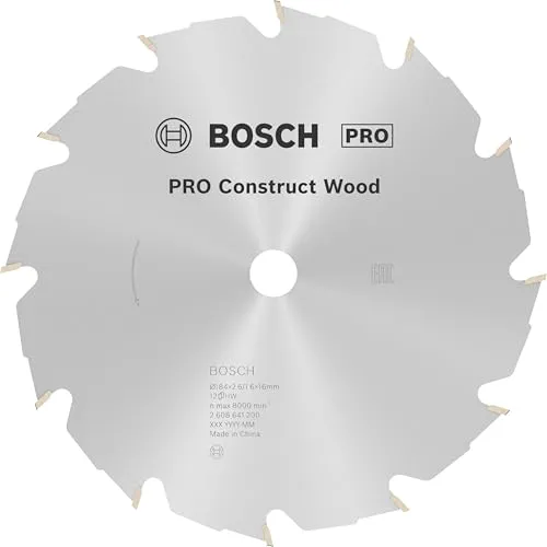 Kreissägeblatt Construct Wood ø184 x 16 x 2,6mm, 12 Zähne - Zubehör für Elektrowerkzeug, ideal zum robusten Schneiden von Bauholz mit Nägeln und Betonrückständen dank präzisionsgeschliffener Carbide-Zähne.
