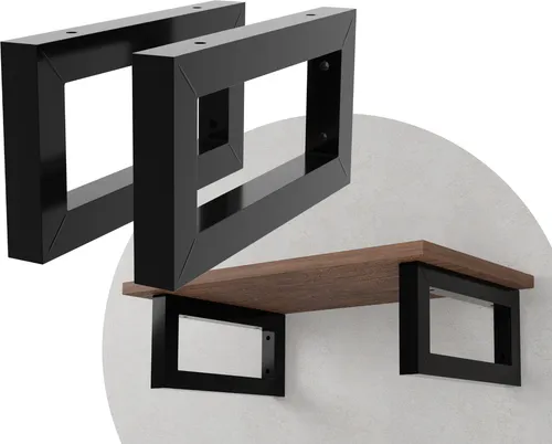 DIY Wandhalterung 2er Set Wandkonsole Wandkufen Rechteckhalter Waschtisch Regal Doppelregal 300x150 schwarz