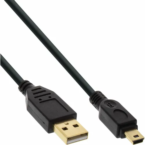 USB 2.0 Mini-Kabel Stecker A zu Mini-B Stecker vergoldet schwarz 3,0m