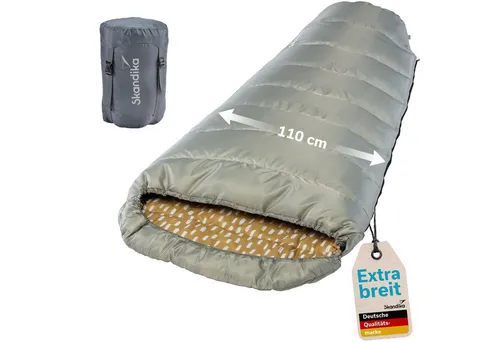 Skandika Mumienschlafsack Vegas XXL - Mumienschlafsack für Erwachsene, extrem geräumig mit 220 x 110 cm, ideal für unruhige Schläfer und 3 Jahreszeiten, komfortabel bis -12°C.