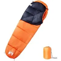 vidaXL Mumienschlafsack für Erwachsene 3 Jahreszeiten – Orange und Schwarz - Der ideale Mumienschlafsack für Camping und Outdoor-Aktivitäten. Langlebig, wasserfest und mit optimaler Wärmeisolierung für erholsamen Schlaf. Kompakt verstaubar und einfach zu transportieren.