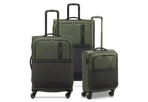 Roncato Metropolitan 4 Rollen Kofferset 3-teilig mit Dehnfalte – Oliv - Praktisches 3-teiliges Kofferset mit Dehnfalte für mehr Stauraum. Die 4 Rollen ermöglichen müheloses Manövrieren, ideal für Reisen und den täglichen Einsatz.