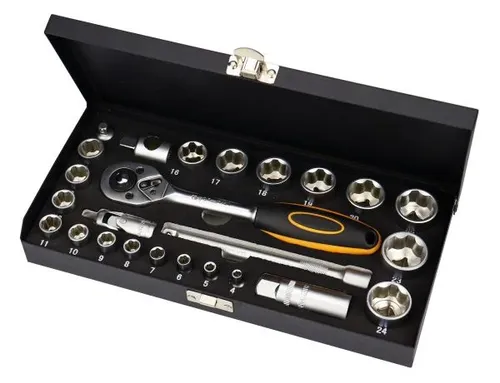 Primaster Steckschlüsselsatz ST25 25-teilig 1/4 3/8 - Werkzeug-Set mit 25 Teilen, ideal für präzise Arbeiten und vielseitige Anwendungen im Heimwerkerbereich.