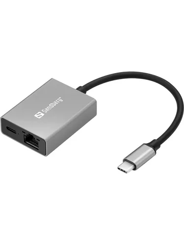 Sandberg USB-C Gigabit Ethernet Netzwerkadapter - Netzwerkadapter für schnelle Internetverbindungen, kompakt und ideal für Laptops ohne Ethernet-Anschluss.