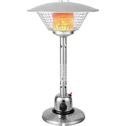 GOPLUS Terrassenheizer, Gasheizstrahler aus Aluminium & Edelstahl, Wärmestrahler mit Barometerregler & Gasschlauch & Kippschutz & Flammschutz, Hei... - Silber