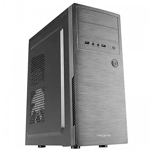 Tacens 2INITIOX, PC-Gehäuse ATX Semi-Tower, 12cm Seitenlüfter, Gebürstete Aluminiumfront, Stahl, Schwarz