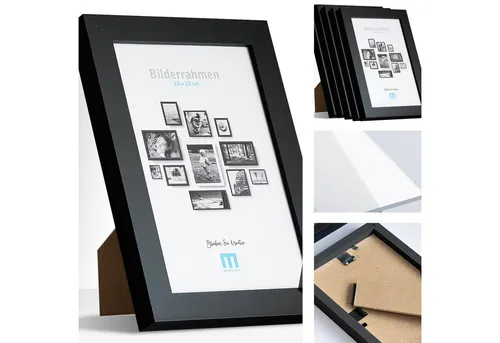 M MERCEO Bilderrahmen, 6er Set 10x15cm Bilderrahmen in schwarz (MDF, Acrylglas, aufstellbar)