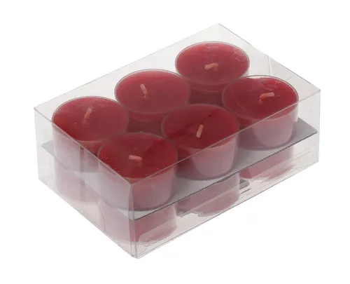 Steinhart Kerzen Teelicht Teelichter in Kunststoffhülle Rubin Rot 18/38mm, 12er-Pack