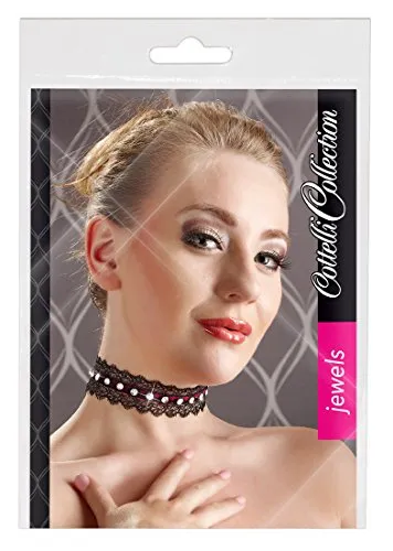 Cottelli Collection Accessoires Damen Halsband Strass, schwarz, 1 Stück