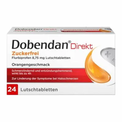 DOBENDAN Flurbiprofen 8,75mg - Zuckerfrei - Arzneimittel zur symptomatischen Behandlung schmerzhafter Entzündungen der Rachenschleimhaut, zuckerfrei und mit erfrischendem Levomenthol.