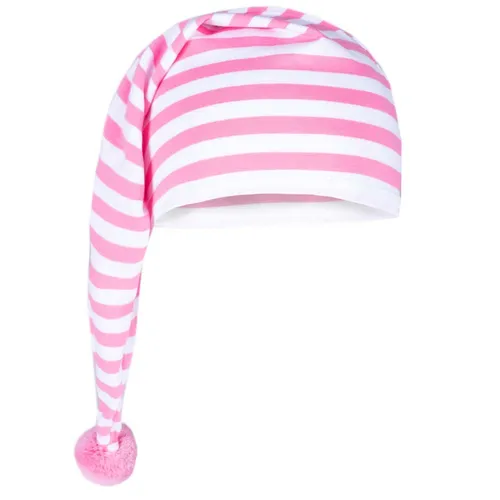 Zipfelmütze Erwachsene rosa weiß Schlafmütze mit Bommel Karneval Fasching
