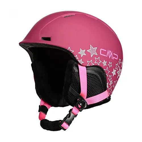 CMP - Xj-4 Kinder-Skihelm, Magenta, XS - Skihelm für Kinder mit abnehmbaren Ohrenklappen und 10 Lufteinlässen für optimale Belüftung, sicherer Sitz durch verstellbare Kordel und stoßdämpfende Struktur aus EPS und Polycarbonat.