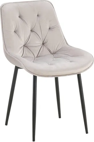 CLP Esszimmerstuhl Wallace I Moderner Polsterstuhl mit Samtbezug - Esszimmerstuhl mit elegantem Samtbezug und modischer Steppung, belastbar bis 120 kg, ideal für komfortables Sitzen über Stunden.