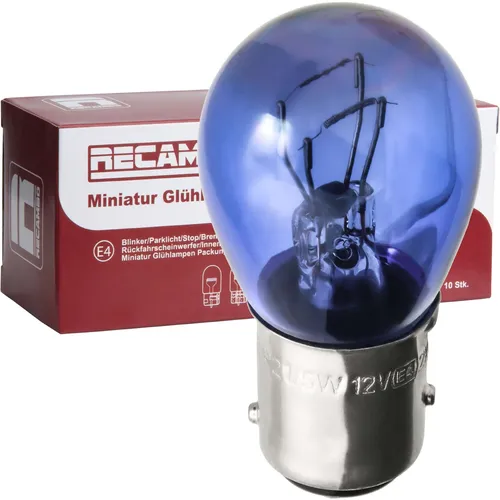 BAY15D Lampe 12V blau 21 5 Watt Glühbirne Xenon weiß Standlicht Tagfahrlicht 2 x