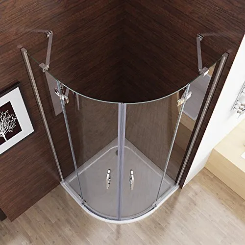 Runddusche x 195 cm - Duschkabine mit Falttür aus Echtglas - Duschkabine 900x900mm mit 6mm ESG Sicherheitsglas und NANO-Beschichtung für einfache Reinigung. Ideal für platzsparende Bäder, wahlweise mit Rechts- oder Linkseinstieg.