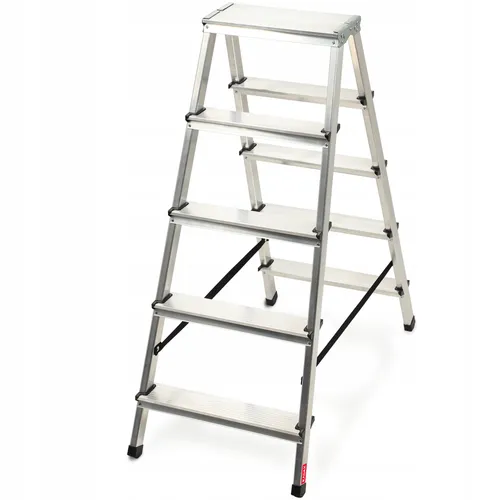 KADAX Klapptrittleiter 5-stufig - Aluleiter mit rutschfesten Füßen und Tragfähigkeit bis 125 kg, ideal für sichere Arbeiten in Haushalt und Garten.