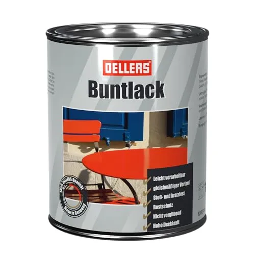 OELLERS Buntlack, 1 Liter, RAL 7016 Anthrazit, Alkydharzlack, Metallschutzlack, glänzende Metallfarbe, Decklack, Anthrazit, Rostschutzfarbe