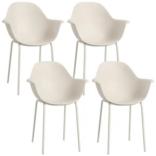 Outsunny Gartenstuhl 4er Set mit Armlehnen und Rückenlehne von Outsunny